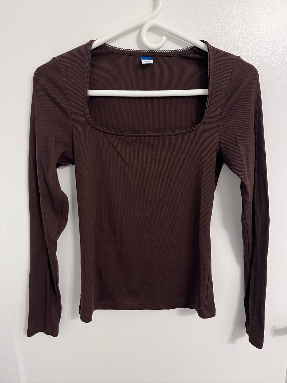 Old Navy Chocolate Brown Square Neck Long Sleeve Tee